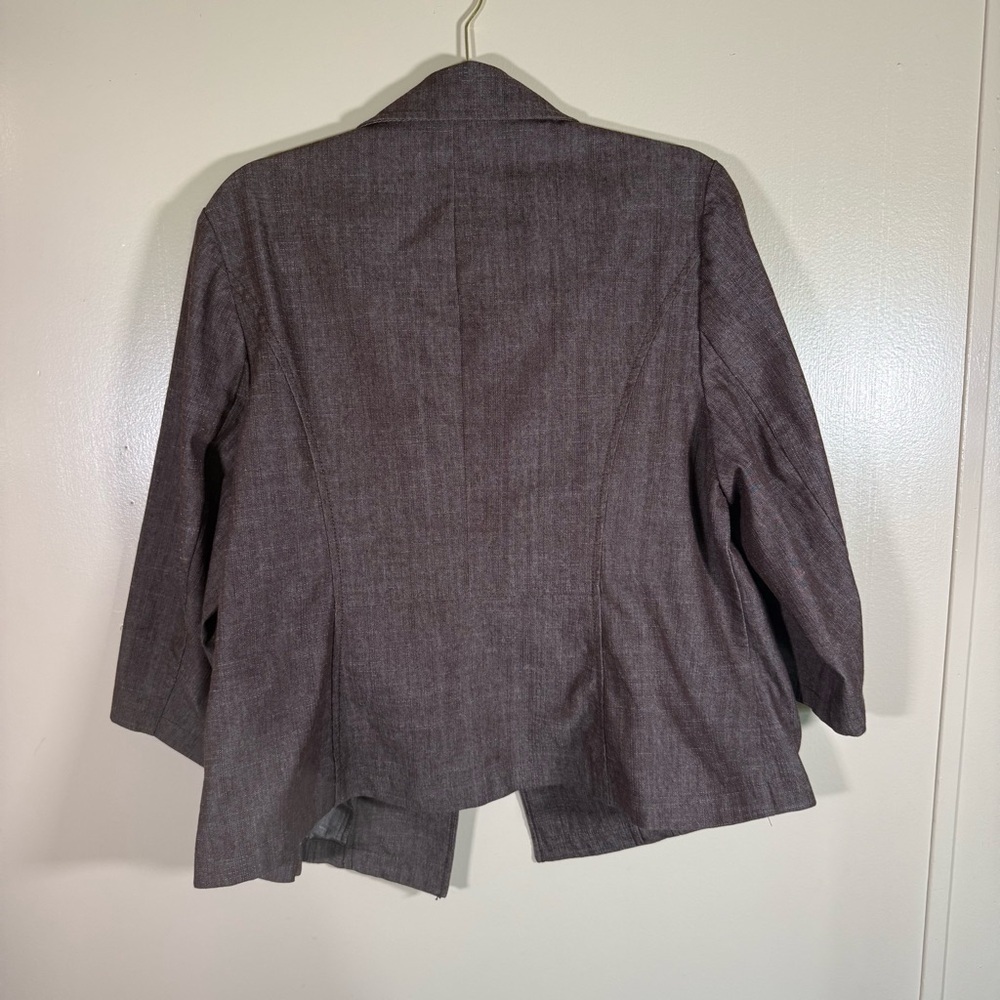 Dress Barn Open Front 3/4 Sleeve Crop Blazer Jacket Brown size 2X - Picture 2 of 8